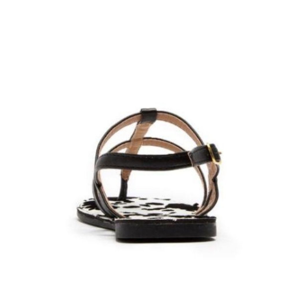 Strappy Cow Print Sandals in Black - Picture 3 of 5